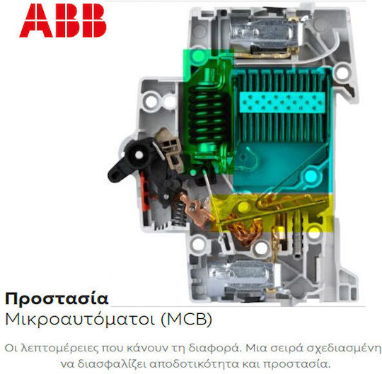 Abb SH201T-B25NA 2-Poles Automatic Circuit Breaker 25A 3kA Καμπύλη B 70340