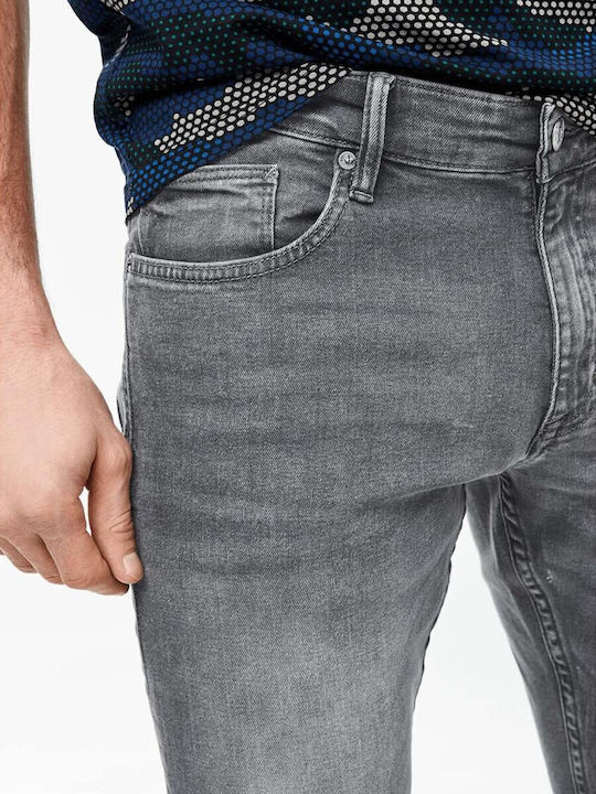 Ανδρικό Παντελόνι Τζιν Ελαστικό με Slim Straight Εφαρμογή Γκρι