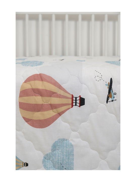 Naf Naf Little Ballons Σετ Βρεφικό Κουβερλί Βαμβακερό Λευκό 100x140cm