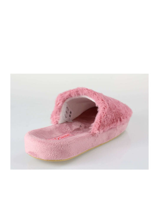 FAME 41/090 Women's Slipper with Fur In Pink Colour