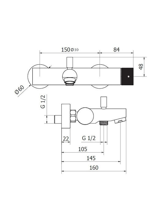 Teorema Lab Mixing Bathtub Shower Faucet Complete Set Bronze