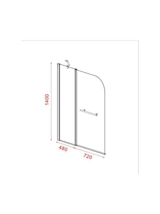 Axis XG Shower Screen Bathtub with Hinged Door 120x140cm Clear Glass Chrome