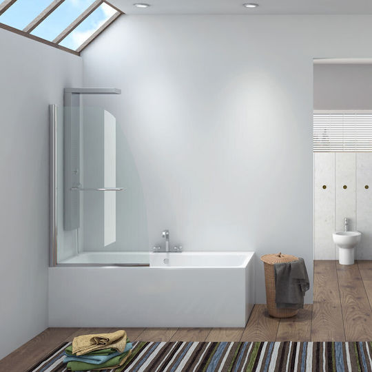 Karag M9 Bathtub Shower Screen with Hinged Door 85x140cm Clear Glass