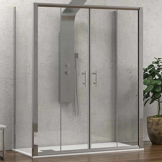 Karag Flora 600 Διαχωριστικό Ντουζιέρας με Συρόμενη Πόρτα 160x190cm Clear Glass Cromo