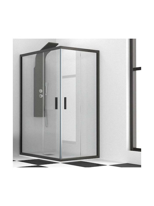 Karag Efe 100 NR-10 Cabin for Shower with Sliding Door 80x140x190cm Clear Glass Nero