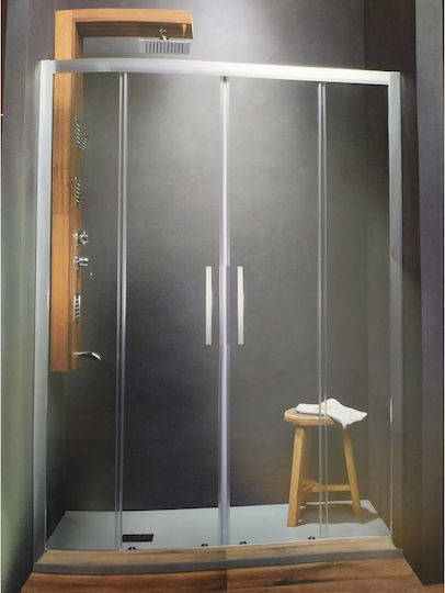 Tema Divider De Verandă Duș Cu Cabina De Duș Glisare 160x185cm Sticlă Transparentă