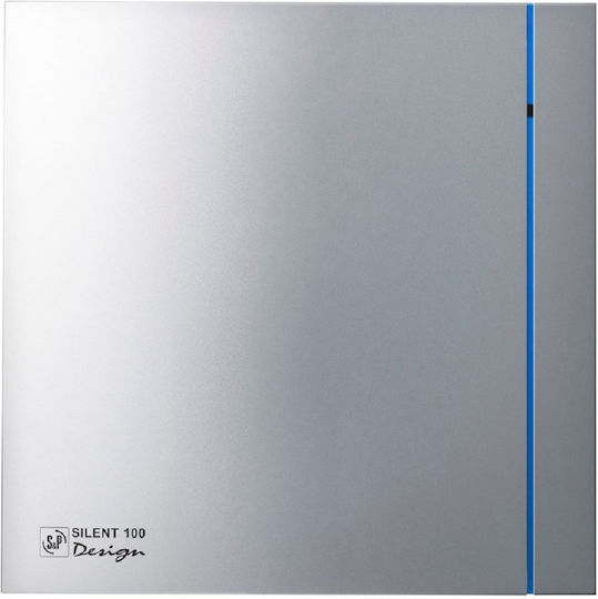 S&P Design 100CHZ Επιτοίχιος Εξαεριστήρας Μπάνιου 100mm Ασημί