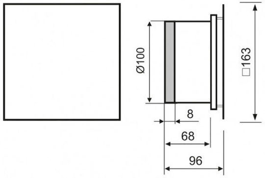 Mmotors MMP-UE Wall-mounted Ventilator Bathroom 100mm Black Glass
