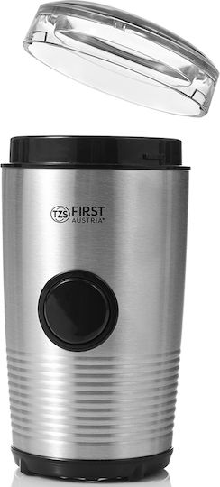 First Austria Ηλεκτρικός Μύλος Καφέ 150W με Χωρητικότητα 60gr Ασημί