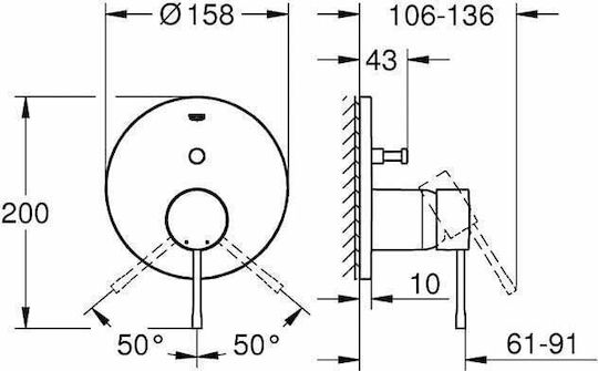 Grohe Essence pentru Cadă 2 ieșiri Inox Argintiu