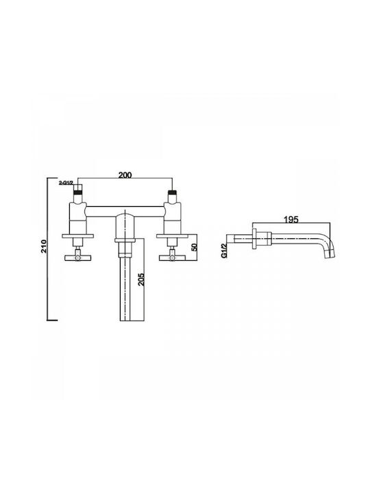 Karag Artemis Built-in Mixer & Spout Set for for Bathroom Sink 1 Exit Chrome