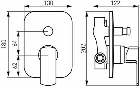 Ferro Alba Built-in Faucet Mixer for Bathtub 2 Exits Silver