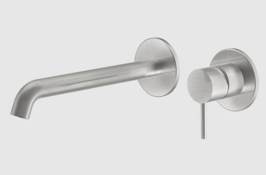 La Torre Elle Built-in Mixer & Spout Set for for Bathroom Sink 1 Exit Inox Inox Brushed