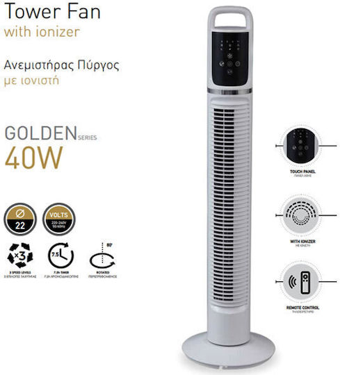 Eurolamp Tower Fan 40W with Remote Control