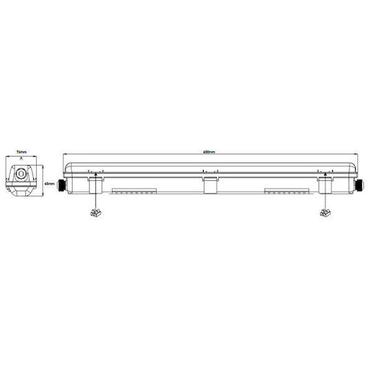 Eurolamp Lichtleiste Außenbereich mit integriertem LED 14W 60cm