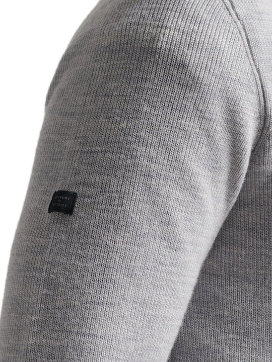 Superdry Herren Langarm-Pullover Ausschnitt mit Reißverschluss Gray