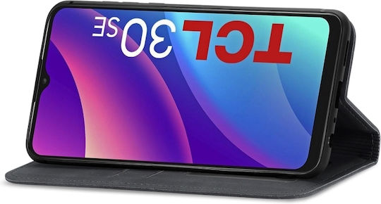 Retro Skin Feel Book Δερματίνης / Δερμάτινο Μαύρο (TCL 30 SE)