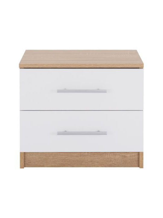Wooden Bedside Table Sonama-Λευκό 48x40.5x41.5cm