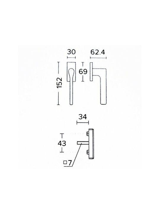 Convex 1515 Λαβή Παραθύρου Μαύρη Ματ