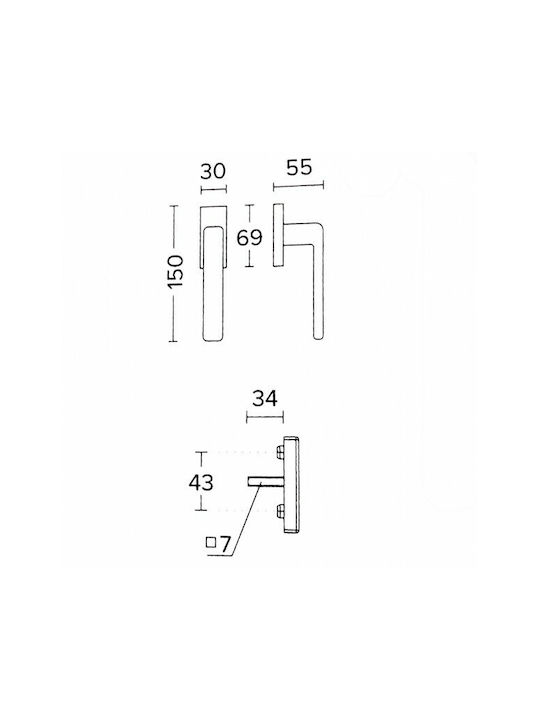 Convex 1605 Handle Window Χρώμιο Ματ