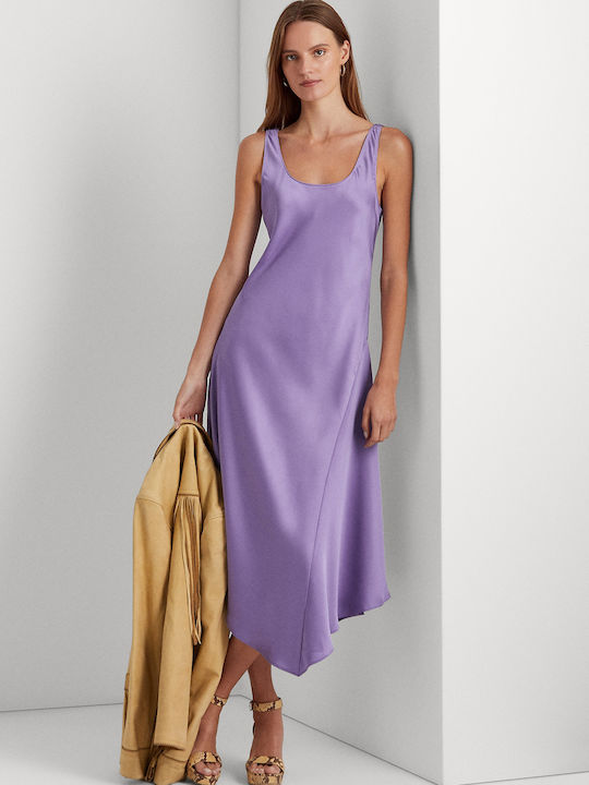 Ralph Lauren Midi Evening Dress Satin Purple