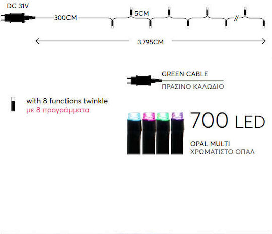700 Lights LED 34.95m. Multicolor in String 1pcs