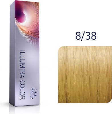 Wella Illumina Color Hair Dye 8/38 Blonde Light Gold Pearl 60ml