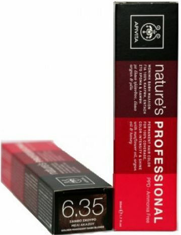 Apivita Nature's Professional Βαφή Μαλλιών Χωρίς Αμμωνία 6.35 Ξανθό Σκούρο Μελί Ακαζού 50ml