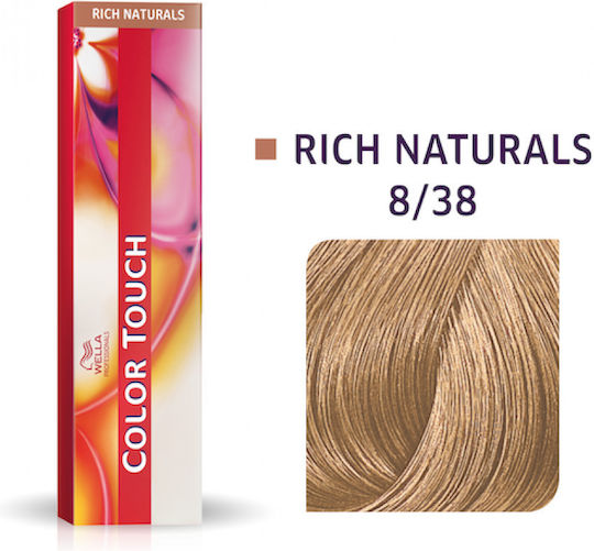 Wella Color Touch Rich Naturals Vopsea Temporară De Păr Fără Amoniac 8/38 Blond Deschis Auriu Perlat 60ml