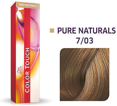 Wella Color Touch Pure Naturals Βαφή Μαλλιών Χωρίς Αμμωνία 7/03 Ξανθό Φυσικό Χρυσό 60ml