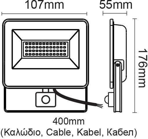 Aca Wasserdicht LED Flutlicht 20W Kaltweiß 6000K mit Bewegungssensor und Fotoküttaro IP66