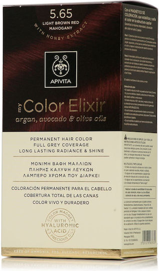 Apivita My Color Elixir Βαφή Μαλλιών Χωρίς Αμμωνία 5.65 Καστανό Ανοιχτό Κόκκινο Μαονί 50ml