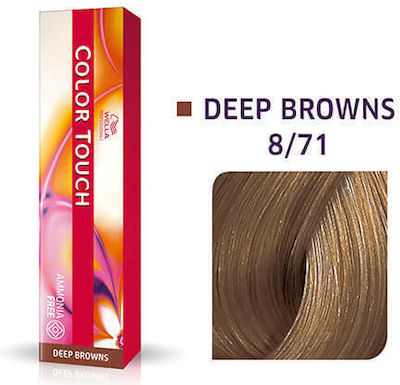 Wella Color Touch Deep Browns Βαφή Μαλλιών Χωρίς Αμμωνία 8/71 Ξανθό Ανοιχτό Καφέ Σαντρέ 60ml