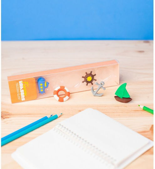 Grupo Erik Eraser Set for Pencil and Pen Beach 5pcs