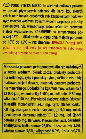 Tropical Pond Sticks Mixed Hrana pentru Pestii tropicali sub forma de bastonase 4000g