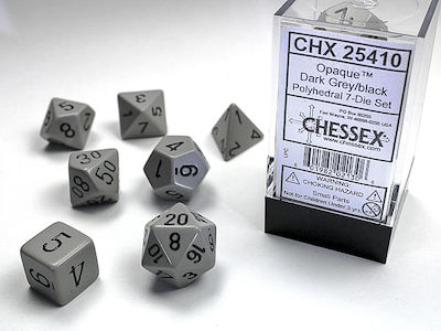 Chessex Opaque Polyhedral Würfel Grau/Schwarz 25410