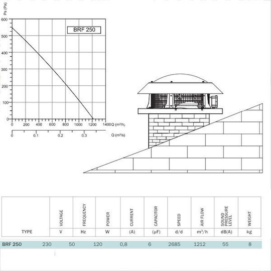 Bahcivan Εξαεριστήρας Οροφής 101-BRF-250 Διαμέτρου 250mm