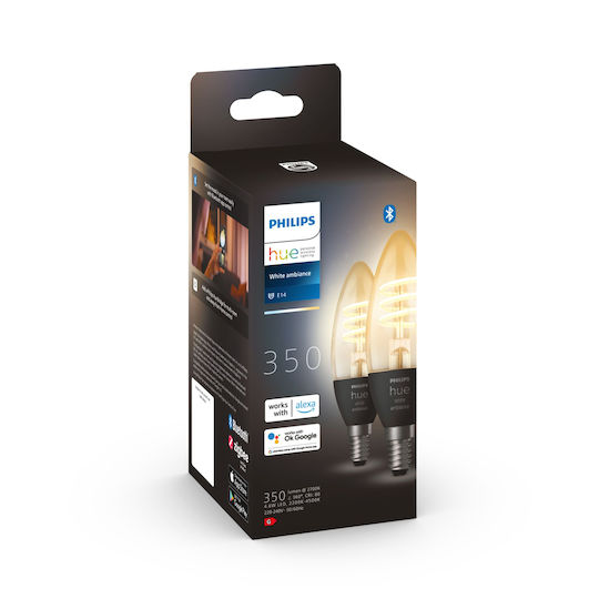 Philips Smart Λάμπες LED 4.6W για Ντουί E14 Ρυθμιζόμενο Λευκό 350lm Dimmable 2τμχ