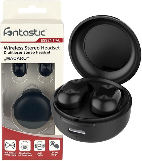 Fontastic Macaro In-ear Bluetooth Handsfree Ακουστικά με Θήκη Φόρτισης Μαύρα