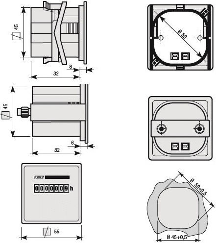Vemer HMS-400 Operating Hour Counter Electric Panel Analog Door Recessed Single Phase 308-001756100