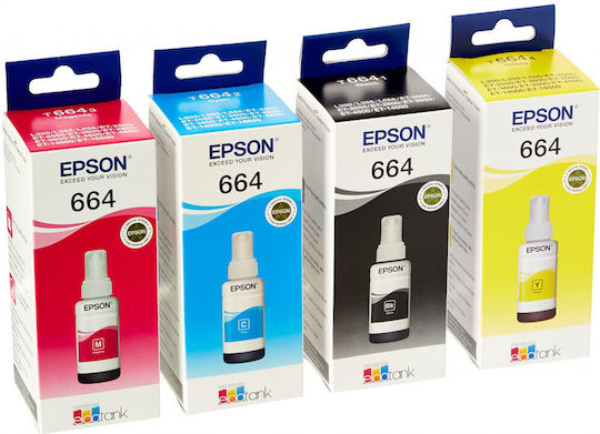 Epson 664 Original Pack of 4 InkJet Printer Inks Yellow / Cyan / Magenta / Black (C13T664640)