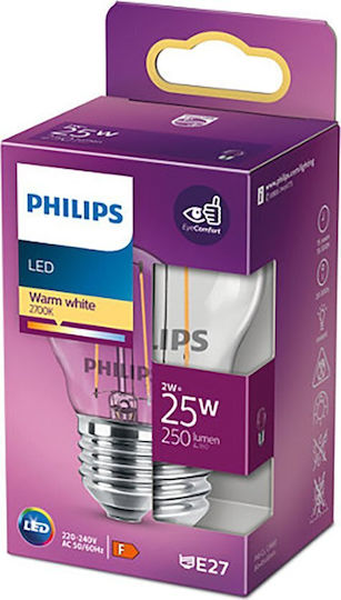 Philips LED крушка 2W 80mm за фасунга E27 и форма P45 Топло бяло 250лм