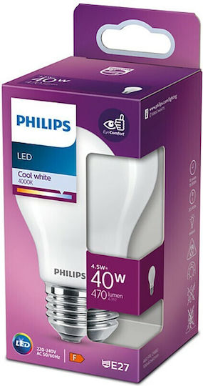 Philips Bec LED 4.5W 106mm pentru Soclu E27 Alb natural 470lm