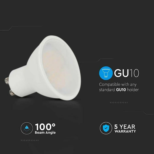 V-TAC Λάμπα LED 4.5W 80mm για Ντουί GU10 και Σχήμα MR16 Φυσικό Λευκό 400lm