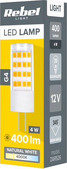 Rebel Λάμπα LED 4W για Ντουί G4 και Σχήμα MR16 Φυσικό Λευκό 400lm