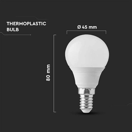 V-TAC VT-1819 LED Bulb 3.7W 80mm for Socket E14 and Shape P45 Warm White 320lm