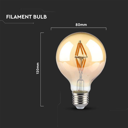 V-TAC LED крушка 4W 82mm за фасунга E27 и форма G80 Топло бяло 400лм