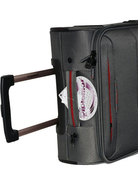 Diplomat Small The Athens Collection Cabin Fabric Gray Suitcase with 4 Wheels Height 53cm