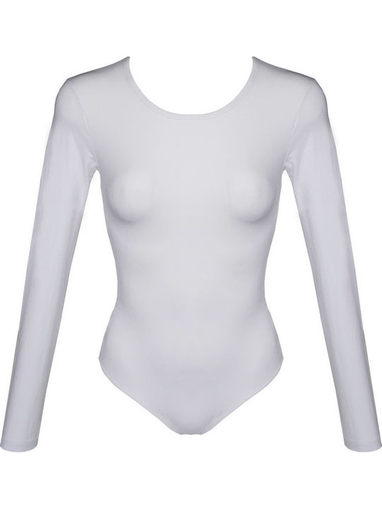 Lingerie Long Sleeve Bodysuit Slim Fit White