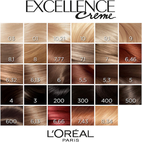 L'Oreal Paris Excellence Creme Βαφή Μαλλιών 6.32 Ξανθό Κεχριμπάρι 48ml
